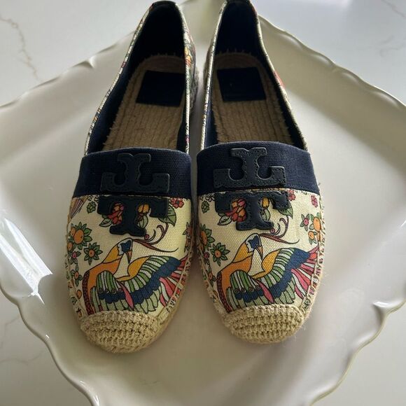 TORY BURCH WESTON FLAT ESPADRILLE Promised Land/Royal Navy Size 8 - Picture 8 of 10